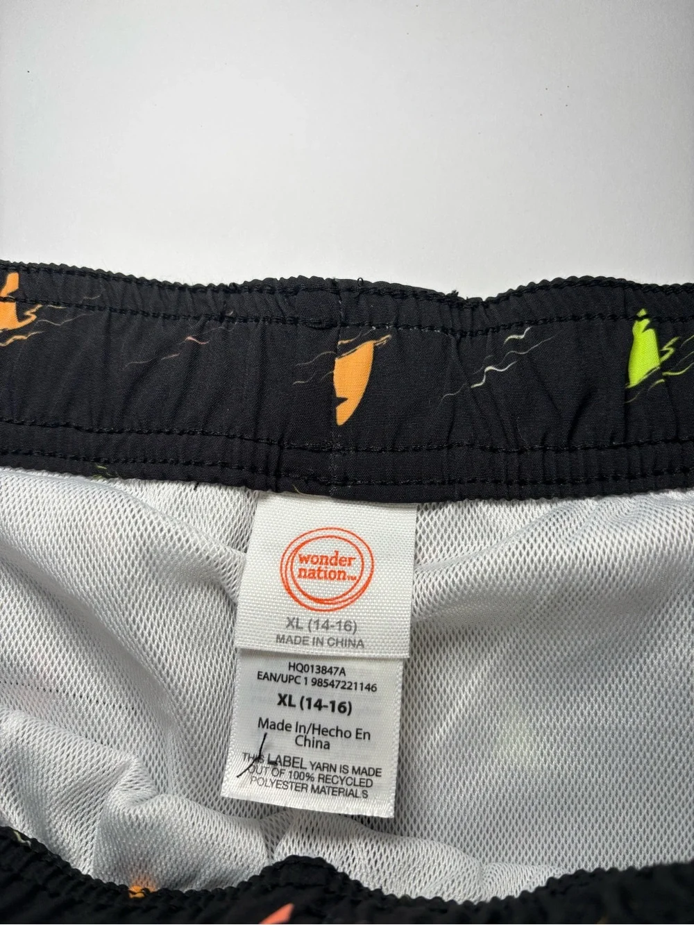Boys  Black Swim Shorts with Neon Surf Print size 14-16
